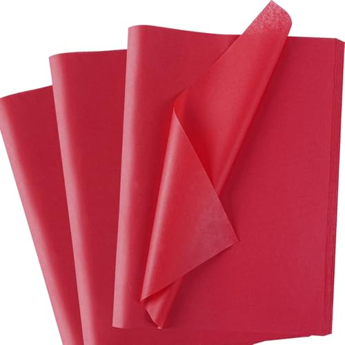 MAMUNU 120 Blatt Seidenpapier für Geschenktüten, Rot Seidenpapier Geschenkpapier, Tissue Paper Bulk, Transparentpapier Bastelpapier für Geburtstag, Hochzeit, Weihnachten, Party, 50 x 35 cm