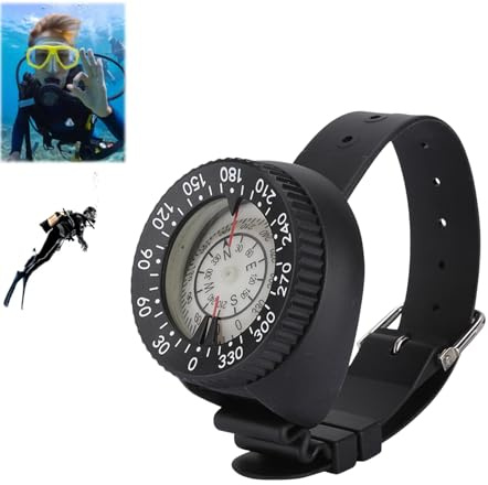 Hominas Tauchkompass 50 m Professioneller Tauchen für Kompass Messgerät wasserdichte Nachtsicht Kompass Am Handgelenk Taucheruhr zum Tauchen Camping Wandern Abenteuer