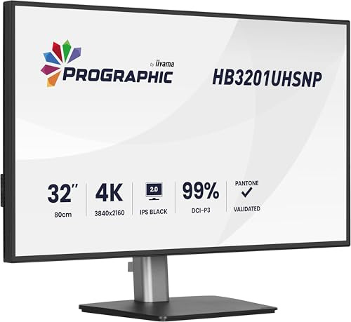 iiyama ProGraphic HB3201UHSNP-B1 32 IPS (DCI-P3 99%, sRGB 100%, validado por Pantone), UHD 3840 x 2160, 4 ms, 1 HDMI, 1 DP, 1 USB Tipo C 96 W PD, Salida DP