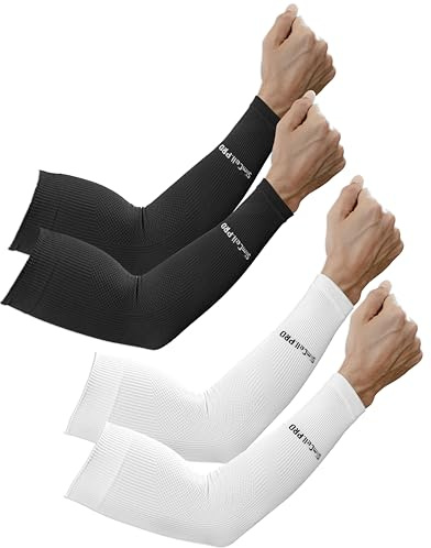 SLIMCELL Manguitos Brazo Anti UV Compresión Proteccion Solares UPF 50+ | Mangas para Brazos Padel, Running, Ciclismo, Voleibol, Tenis, Gaming, Tapar Tatuajes, Made in Italy