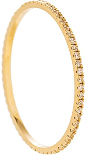Ayoiow Ring Schmuck Frauen 14K Gelbgold, Dünn mit Diamant Ringe Echt Schmuck Gold 585, Vorsteckring Gelbgold