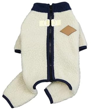 Hundejacke Kleine Hunde Winteroverall mit Reißverschluss hinten, weich, für kleine bis mittelgroße Welpen, Fleece-Wintermantel (Beige, XS)