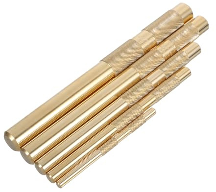WOONEKY Jeu D'outils de Poinçonnage en Laiton 5 Pièces pour Perforation Précise du Cuir et Métal, Accessoires pour Outil Rotatif, Réparation Automobile et Travaux Mécaniques