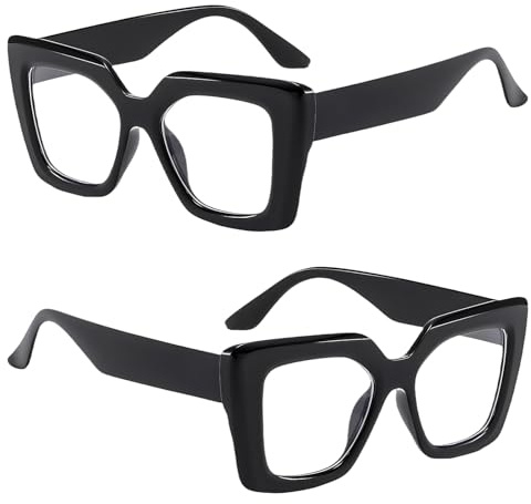 2 Pièces Fausse Lunette De Vue Femme Fausses Lunettes De Vue Style Rétro Protection Uv Résistant À Déformation Et Aux Chocs Protège Yeux Confortable À Porter Noir Idéal Pour Toutes Activités Plein Air