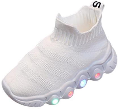 Genérico 2027-Zapatillas Deportivas con Gruesa Luminosas Zapatos Ligeros Informales y Cómodos para Niñas Calzado Sin Cordones (White, 25 Toddler)
