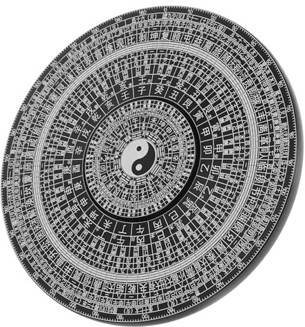 YARNOW Dekorativer Chinesischer Feng Shui Kompass aus Schwarzer Legierung mit Bagua Form 80mm Leicht und Robust Inklusive Geschenkbox für Tempel und Bürodekoration