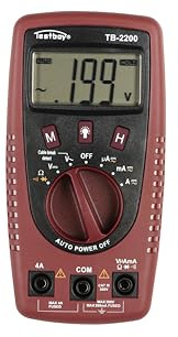 Testboy 2200 Digital-Multimeter mit Kabelbruchdetektor und Ionisationstrommessung (weiße Hochleistungs-LED-Taschenlampe, Auto Range, Data-Hold), Rot/Schwarz
