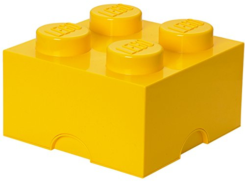 Boîte de Rangement LEGO Brique 4 Plots jaune - Boîte Empilable avec Couvercle, 5,6 l – Produit LEGO, Rangement Bureau, Chambre, Boîte à Jouets
