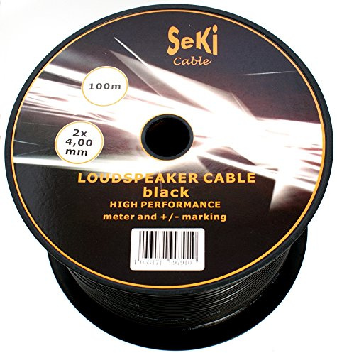 Câble de haut-parleur noir 2 x 4,00 mm² Bobine de 100 m