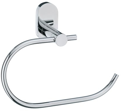 Kela Väggmontering, diskhanddukshållare utan borrning, handdukshållare, LUCIDO, rostfritt stål, glänsande, handduksring för limning 18,5 cm