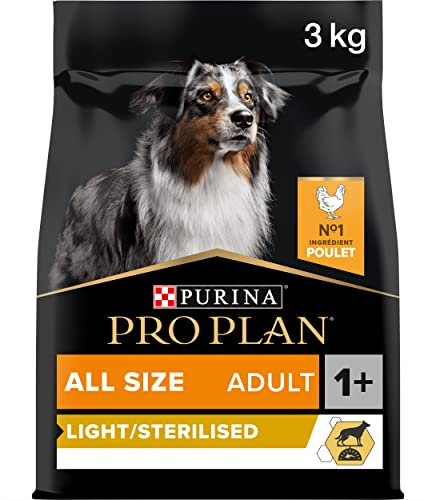 Purina PRO PLAN | Adulte Toutes Tailles | Light/Stérilisé | Aliment Sec pour Chien pour la Gestion du Poids | Formule Riche en Protéines et Faible en Matières Grasses | Riche en Poulet | Sac de 3kg