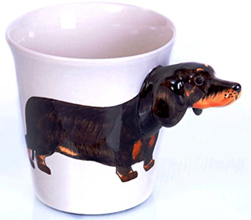 b2see Taza de cerámica 3D con imagen temática [Perro salchicha negro]