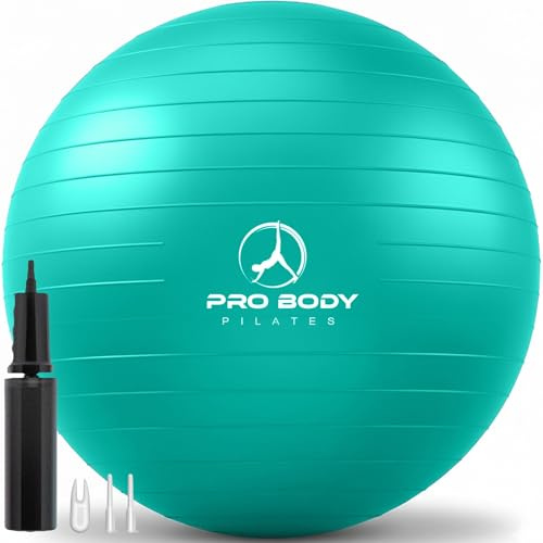 ProBody Pilates Träningsboll - anti-sprängning yoga balans boll professionell kvalitet fysisk form 55 cm vatten