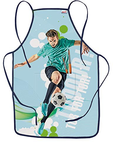 ROTH Schürze Fußballstar für Kinder von 4-10 Jahren mit Tasche - Matschkittel, Bastelschürze, Malschürze