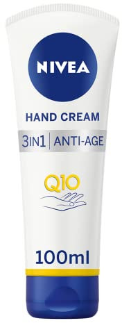 NIVEA 3in1 Q10 Anti-Age Care Hand Cream (100ml), Moisturising Hand Cream Reduces the Appearance of Wrinkles with Q10 and UV Filters, NIVEA Hand Cream for 24 Hour Moisture