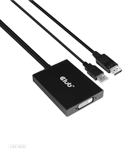 Club 3D CAC-1010 DisplayPort auf DVI Dual-Link DVI-D aktiver Adapter für Ihren Monitor/Display - USB A Powered - 2560x1600 Auflösung HDCP unterstützt Nicht für Apple Cinema Monitore, schwarz