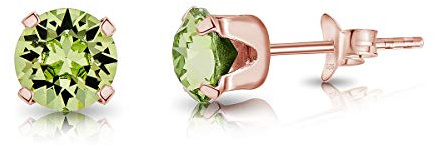 Pendientes de Botón Mujer Plata de Ley 925 Chapados Oro Rosa 18k con Brillantes de Cristal Multicolor - Pendientes Mujer Oro Rosa - Hipoalergénicos para Pieles Sensibles - Diámetro 6 mm