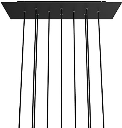 creative cables Rechteckiges XXL 10-Loch und 6 Seitenlöchern Lampenbaldachin, Rose-One-Abdeckung, Abmessungen 675 x 225 mm - Mattschwarz, Schwarz