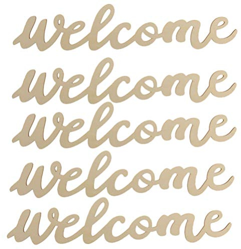 STOBOK Wooden Welcome Sign for Front Door Hanging with Rope Rustic Doorplate Decor for Home Restaurant Bar Wedding Cafe and Hotel Greeting