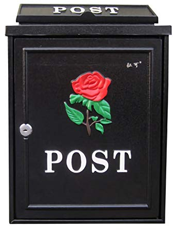 FYZS European-Stil-Villa-Mailbox, Regenschutz-Postfach im Freien, montierter Postfach mit Schloss, großer idyllischer kreativer Briefkasten (Color : Black)