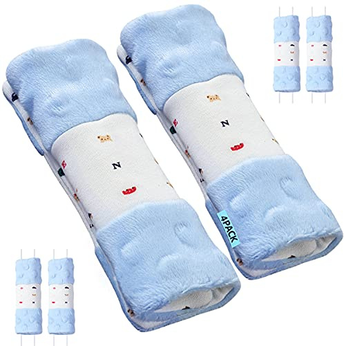 4 Stück Gurtpolster babyschale，Baby Kinderwagen Trageschale Gurtschutz - Sicherheitsgurt Schulterpolster Schulterkissen Gurtschoner Autositze Gurtpolster für Babys 15x5cm
