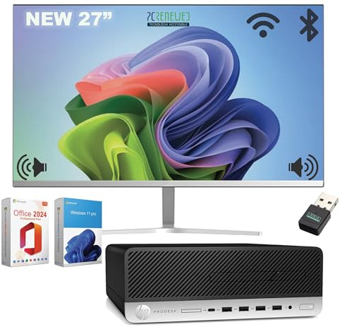 HP 600 G4 PC fixe – Intel Core i7-9700, RAM 32 Go, SSD 1 To – Windows & Office 2024 – WiFi et Bluetooth offert – Moniteur 27 UltraSlim – Kit clavier et souris multimédia (Pc + 27)