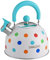 SHANGZHER Polka Dots Tea Kettles Stovetop, Stainless Steel Whistling Kettle Tea Pots for Stove Top 2.6 Quart / 2.5 Liter Blue