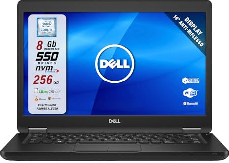 Dell Latitude 5490, Pc Portatile Notebook Pronto All'Uso, Display 14 HD, Intel Core i5-8th, Ram 8 Gb, SSD 240 Gb, Computer Portatile Con Pacchetto Libre (Ricondizionato)