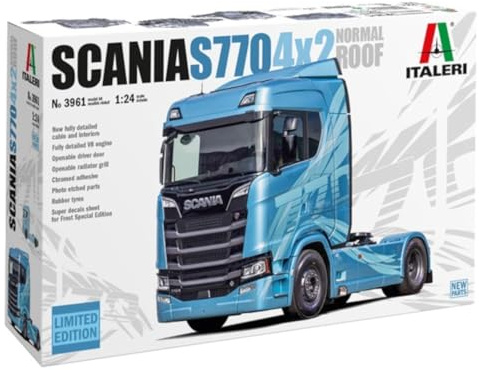 Italeri 3961 1:24 Scania 770 4x2 Normal Roof - Modellbau, Bausatz, Standmodellbau, Basteln, Hobby, Kleben, Plastikbausatz, detailgetreu, Mehrfarbig