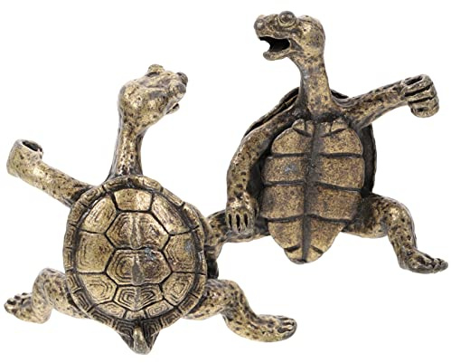 GLEAVI 2 Stücke Schildkröte Räucherstäbchen Räucherstäbchen Brenner Stehen Antike Feng Shui Schildkröte Figur Räucherschale Tee Haustier Für Altar Hause Yoga A