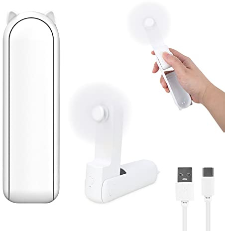 smtfcty USB Tischventilator Clip Fan mit 2800mAh Wiederaufladbare Batterie, Min Ventilator mit 3 Geschwindigkeitsstufen und Lichtern,360° Drehung Tischventilatoren Akku für drinnen draußen (Weiß)