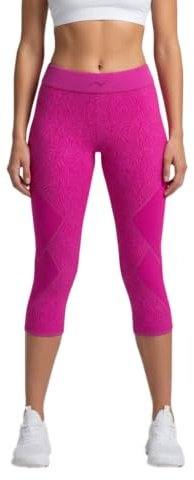 PRS Leggings Deportivos Mujer, Mallas Cintura Alta 3/4, Pantalones Trekking Mujer para Senderismo y Outdoor, Fucsia (M-L)