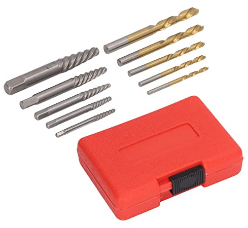 Kit Extracteurs de Vis et Forets à Gauche HSS Lot de 5 + 5, Ensemble Robuste pour Retirer Boulons et Vis Cassés, Idéal pour Atelier et Garage