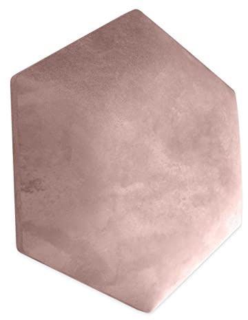 Muralo Wandkissen Gepolstert, Hexagon, Samt, 3D-Effekt - 40x35 cm, Hellrosa | Wandpaneel, ideal als Bettkopfteil oder Lendenkissen - für Schlafzimmer und Wohnzimmer, einfache Anbringung mit Montagekleber