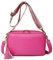 FANDARE Borse a spalla da Donna Quadrato Borse a Tracolla PU Pelle Borsa Mano con due tracolla Decorazione Nappa Elegante Borsa a Spalla Pochette Borsello Viaggio Borse Messenger Rosa Rossa