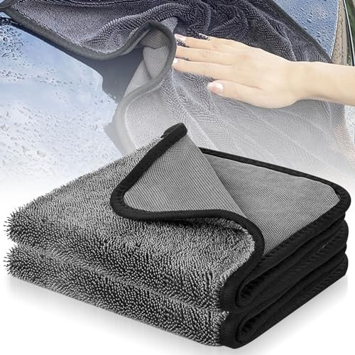 Qooloo 2 PCS Chiffons Magiques,40 X 60 CmChiffons Magiques éPaississants,Microfibre Voiture,Serviettes en Microfibre,Torchons,Cuisine,Verre De Voiture,RéUtilisable