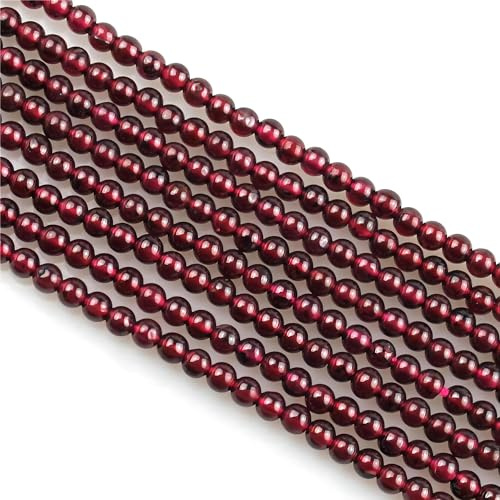 MJDCB 225 stück Natürlichen Kleinen Stein Perlen 3mm Roter Granat Runde Glatte Lose Edelstein Perle für Schmuck Machen Armbänder Ohrringe Halsketten Zubehör