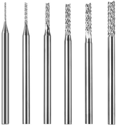 6 Stück zylinderförmige Aluminium-Frässtifte – 3/32-Zoll-Schaft, Miniatur-Schnitzfeile, Wolframkarbid-Frässtifte für Drehwerkzeuge