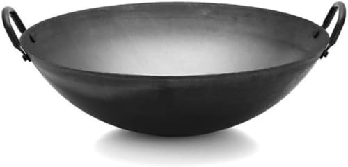 LRTYZBD Sartén para wok de hierro fundido, hecha a mano, antiadherente, profesional, grande, con mango de acero, diámetro de la boca de la olla, 50 cm