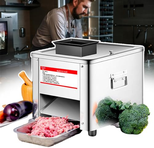 Stainless Steel Meat Grinder,Meat & Bread Slicing Machine,Cut Meat with Large Capacity of 150 Kg/h,Multiple Optional Blade Modules,Processing Tools for Meat/Fruits/Vegetables/Bread,5mm