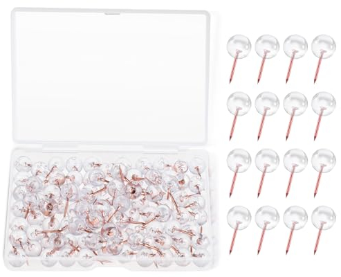 Molain 100 Stück Transparente Heftzwecken, Rund Reißzwecken & Pinnnadeln, Pinnwandnadeln Reißnägel Pinnnadeln Pinnwand mit Plastikbox Stabil und Wiederverwendbar für Büro und Heimgebrauch