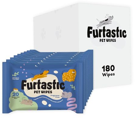 Furtastic Pet Wipes for Dogs & Cats - 180 Wipes (9 x 20 Pack)