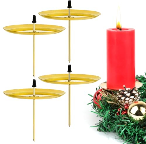 BOFUNX 4pcs 7,5 cm Portacandele Candeliere Corona dell'Avvento Portacandele di Natale in Metallo Porta Candele da Tavolo per Corona dell'Avvento Decorazioni per Cena a Lume di Candela Centrotavola