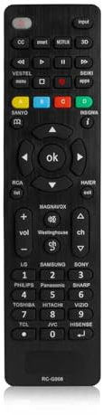OcioDual Télécommande Universelle RC-G008, pour Télévision, Noir, Compatible avec Smart TV, LCD, LED, AmoLED, QLED, OLED, Full HD, 1080p, 4K, HDR, Boutons d Applications