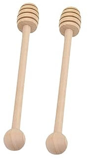 SHOWERORO Wooden Honey Dipper Sticks Honey Stirrer Stirring Rod Natural Wooden Stirrer Set of 2 and Jars Kitchen Utensils for Drizzling and Stirring