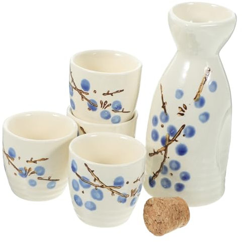 COLLBATH Blossom Sake Japanese-Style Ceramic Glazed Sake Cup Pot for Plum Wine Japanese Serving