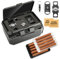 LIHTUN Ensemble d'accessoires pour cigares et cave à cigares de voyage avec 2 coupe-cigares, 1 perforateur à cigares, hygromètre, triple cave à cigares, excellent cadeau pour homme