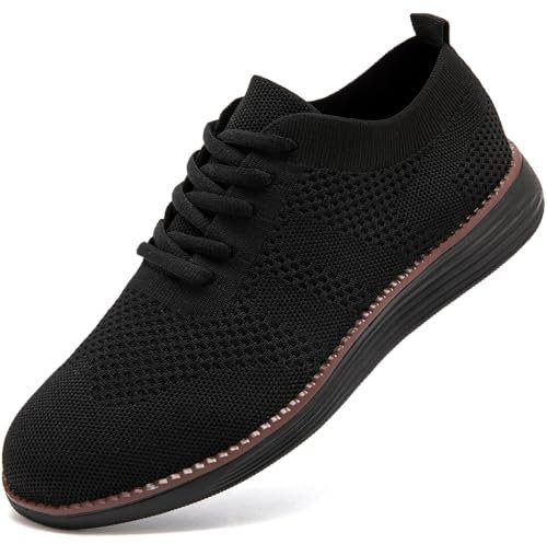 FZJIALI Skor herr sportskor sneakers löparskor andas kostym skor business båtskor formella moderna klassiska fritid bröllop sneakers, svart, 43 EU