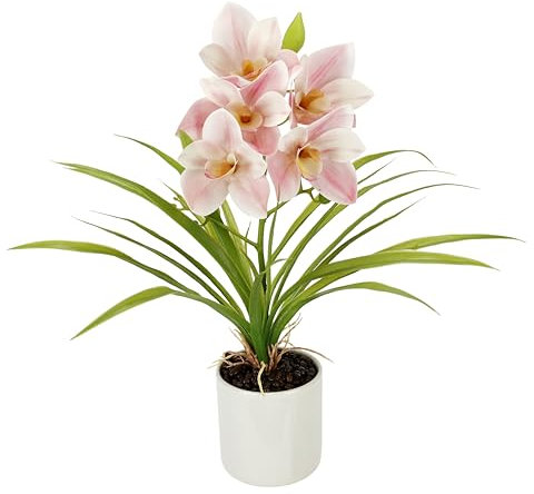 Künstliche Orchidee 40cm im Topf Kunstorchidee Blume Kunstblumen Kunst Orchidee Kunstorchidee Phalaenopsis Kunstpflanze wie echt Hochzeit Deko Seidenblume Real Touch Blüte Tischgesteck, rosa