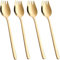 tiokin Sporks - Juego de 4 tenedores de ensalada de acero inoxidable 18/10 de 7.4 pulgadas con mango largo, cucharas de postre, cucharas de helado, juego de cubiertos, tenedores de postre